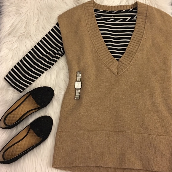 LOFT Sweaters - LOFT | Sleeveless sweater | tan & v -neck